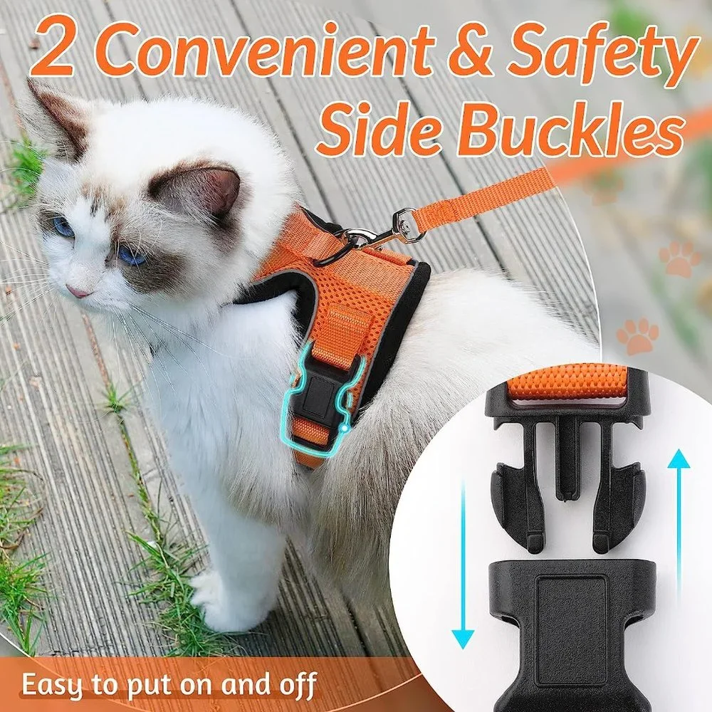 Cat Harness and Leash for Walking, Escape Proof Soft Adjustable Vest Harnesses